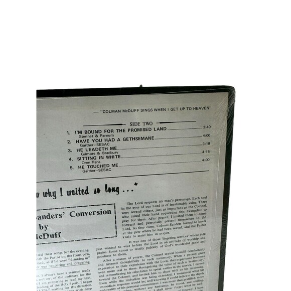 Colman McDuff Sings When I Get To Heaven Colonel Sanders Sealed Vinyl LP- Read - Picture 9 of 11